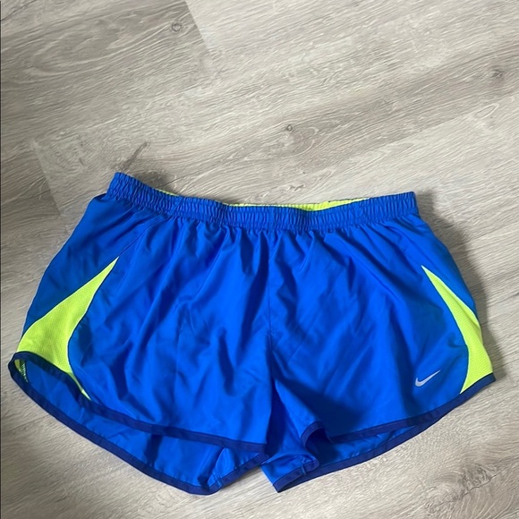 Nike Blue and Neon Yellow Athletic Shorts - Picture 1 of 4